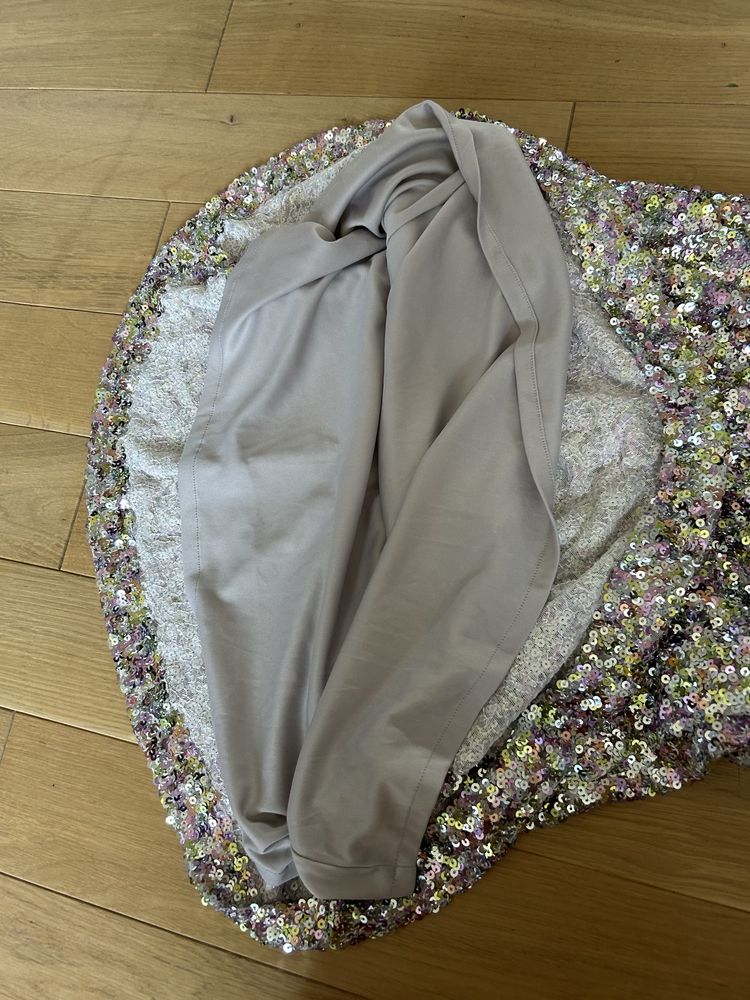 Midi / długa sukienka cekinowa Zara, halter