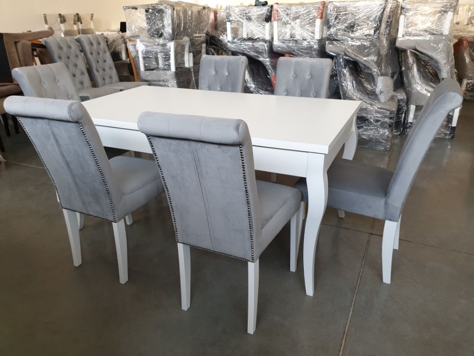 Krzesło glamour pikowane szare białe  tapicerowane PRODUCENT nowe