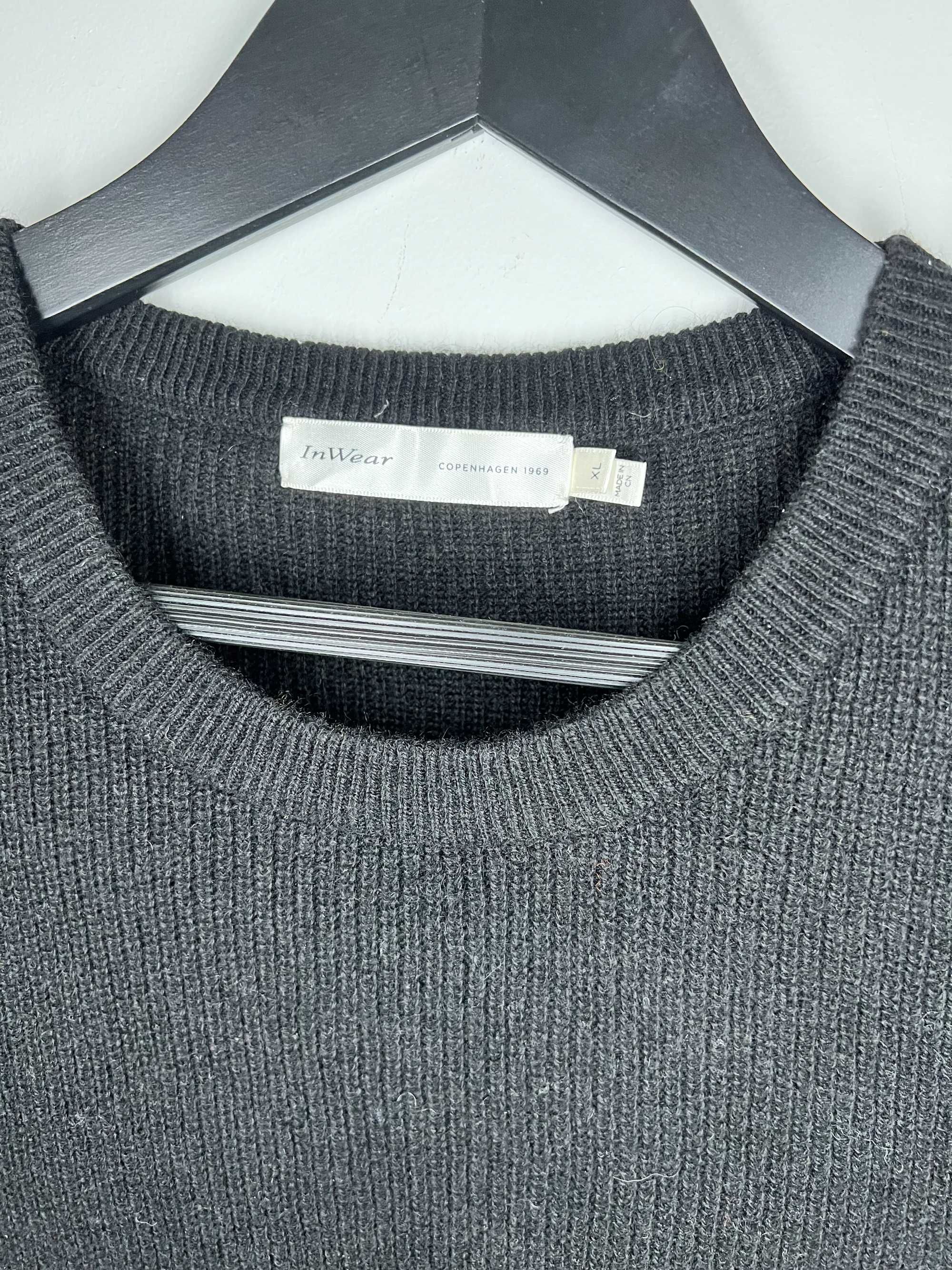InWear czarna dzianinowa kamizelka bezrękawnik damska wełna wiskoza XL