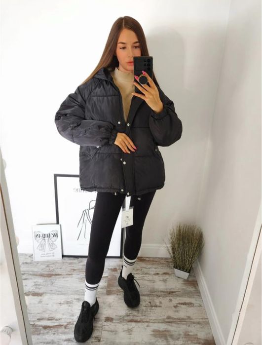 Нова оверсайз жіноча зимова чорна куртка. РОЗПРОДАЖ!!