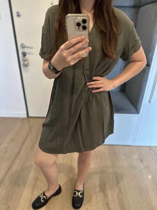 Elegancka z dekoltem V luźna oversize 100% wiskoza H&M S/M