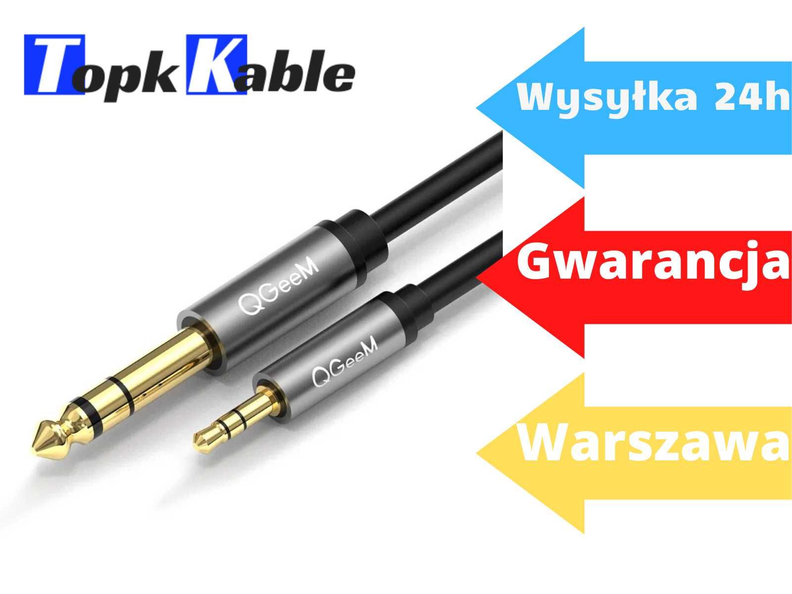 KABEL Aux Audio Mały Jack Duży Jack 3.5 to 6.35 10m