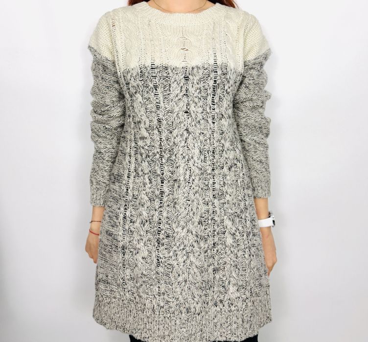Sweter sukienkowy ombre z warkoczami XL 42 TU