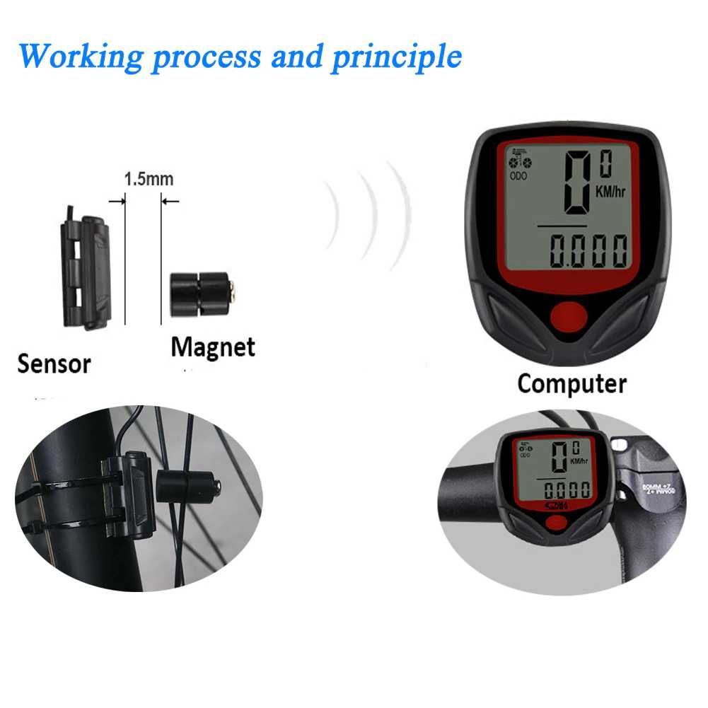 Велокомпьютер одометр спидометр велосипедный 15 функций
