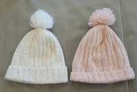2 czapki dziewczęce zimowe  86cm