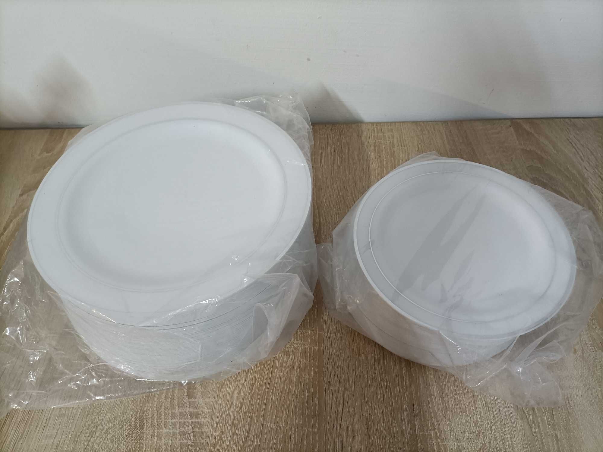 120 plastikowych talerzy wielokrotnego użytku NOWE 60 gości