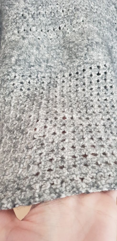 Swetr krótki nietoperz Polo Raplh Lauren S szary wełna merino