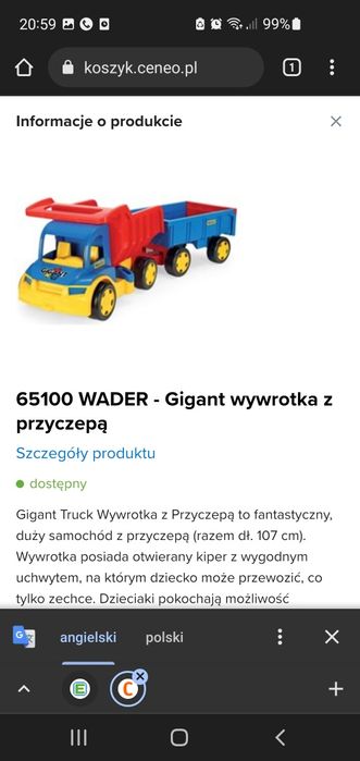 Wader ciężarówka z wywrotką