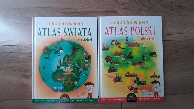 Ilustrowany atlas dla dzieci Polska i Świat (2sztuki)