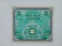 Banknot Francja - 2 franki z 1944/1945 r. -strefa militarna-
