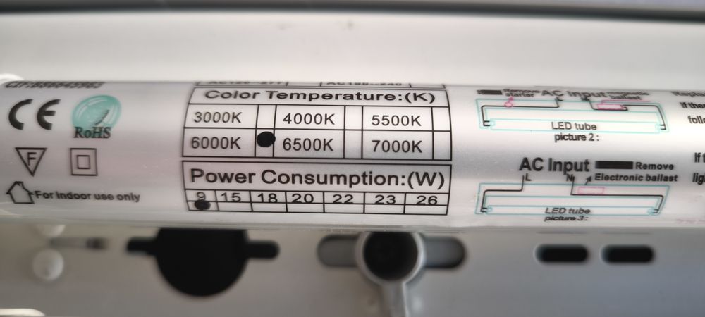 Candeeiro - Armadura estanque + 2 tubos led