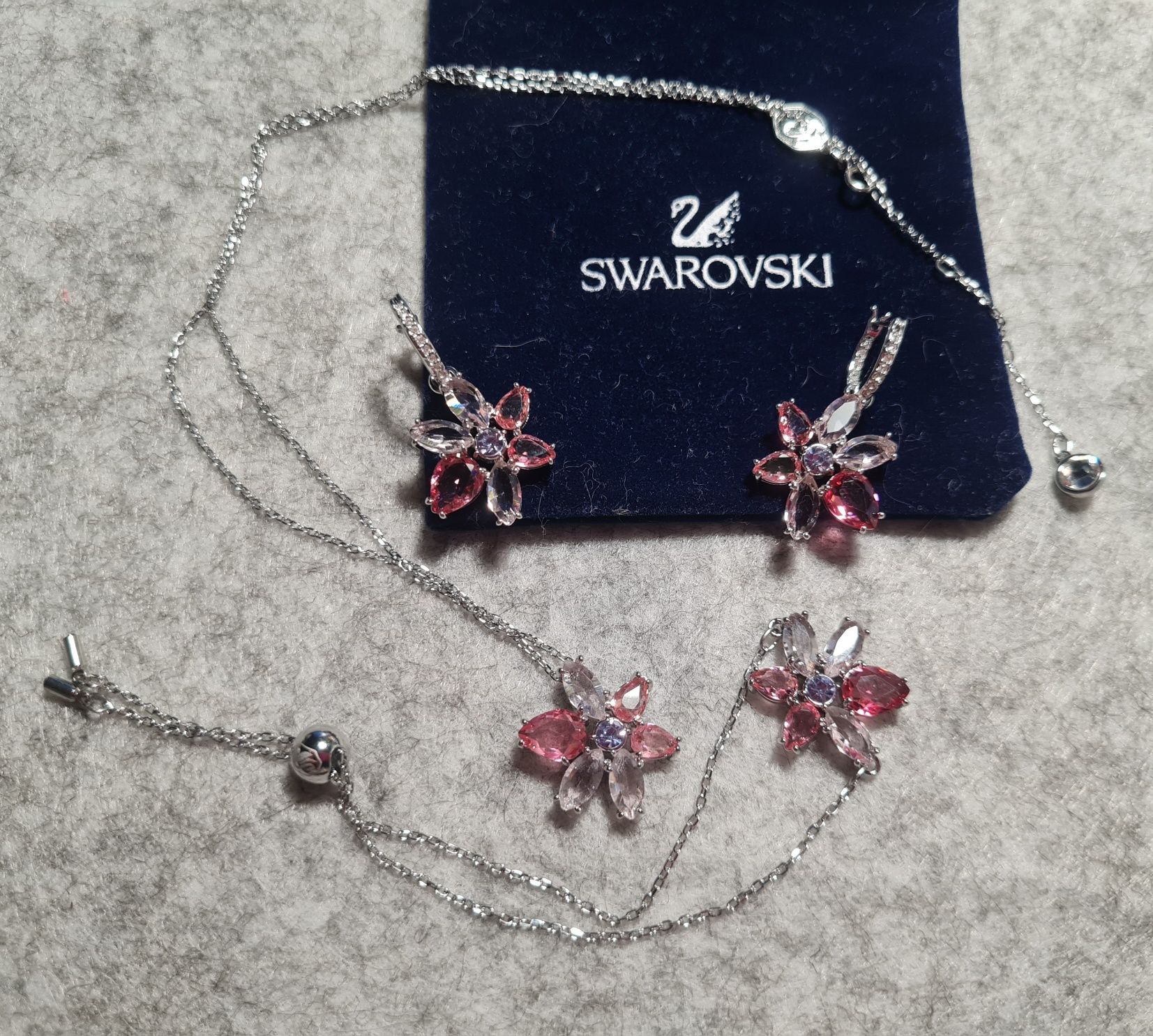 Swarovski GEMA Сваровскі сет рожевий під срібло