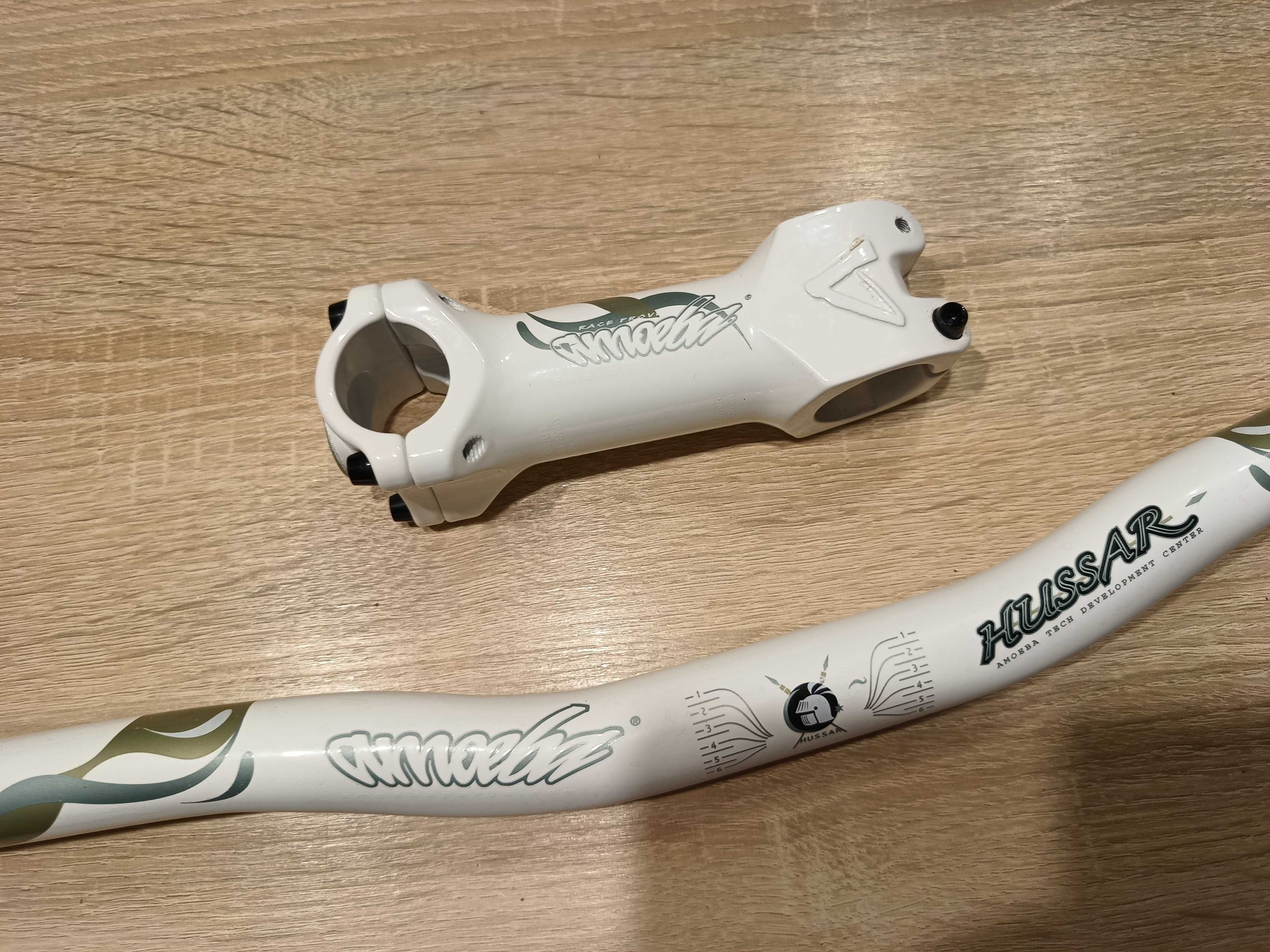Kierownica + Wspornik AMOEBA Hussar Nowa Biała Alu