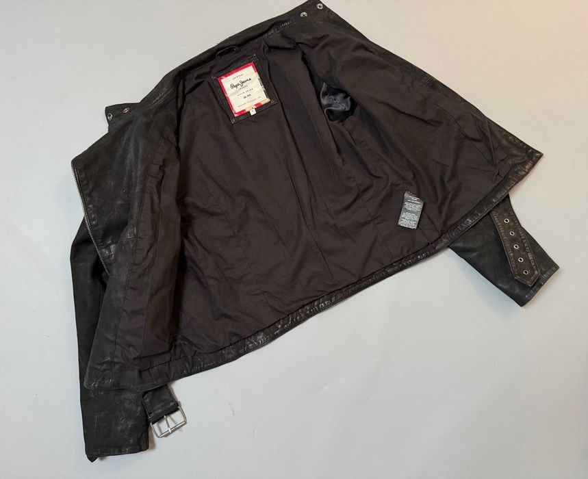 Skórzana kurtka, czarna ramoneska, Pepe Jeans, rozm. L