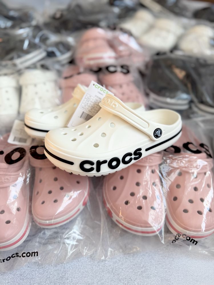 Крокси 1:1 Crocs Bayaband Clog Кроксы Тапки Сабо Белые Розовые