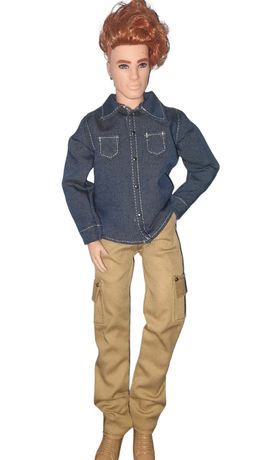 Джинсовая рубашка для кукол Кен Barbie ручной работы