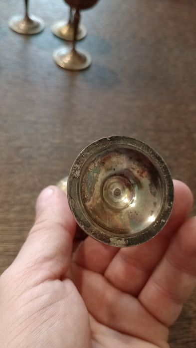 Stare posrebrzane kieliszki do likieru 6 sztuk Vintage