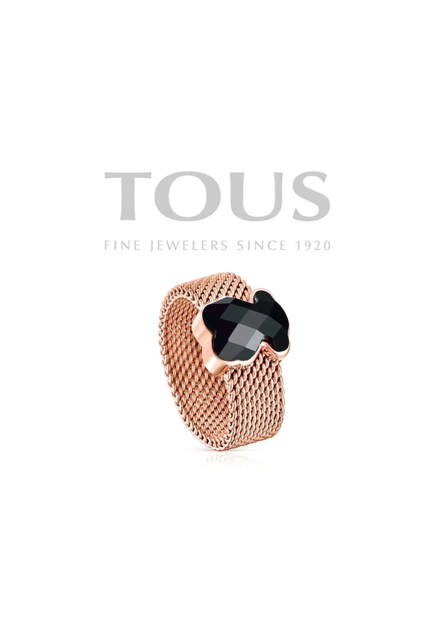 TOUS pierścionek Mesh Color onyks srebro 925 oryginał