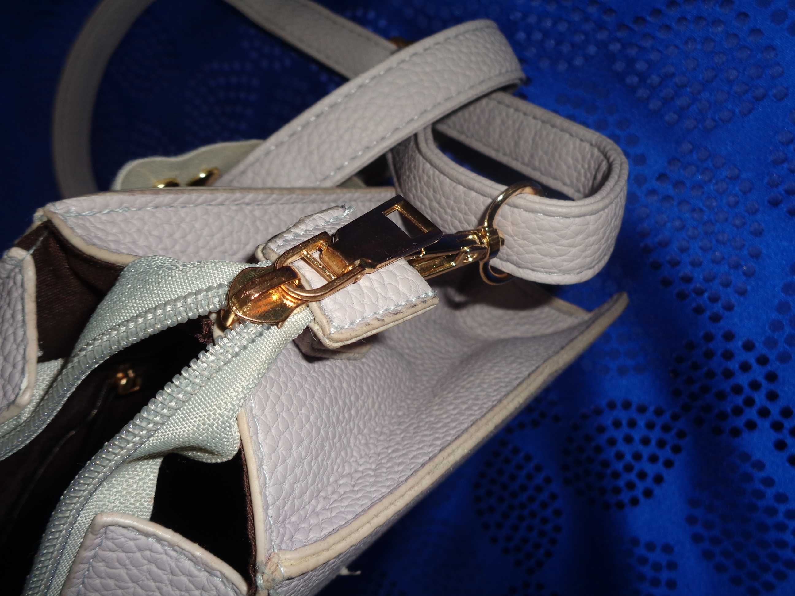 PRADA Milano kremowa złote metalowe dodatki pojemna torba torebka