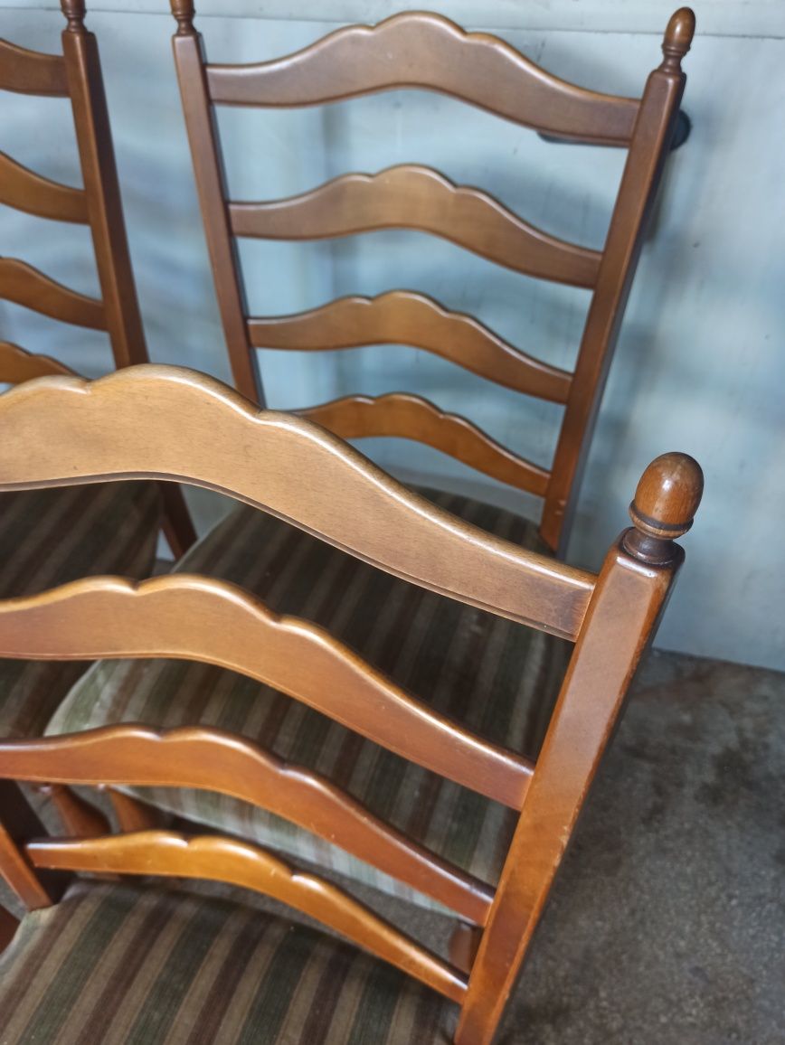 4x krzesła dębowe masywne z PRL, Vintage, a la Ludwik
