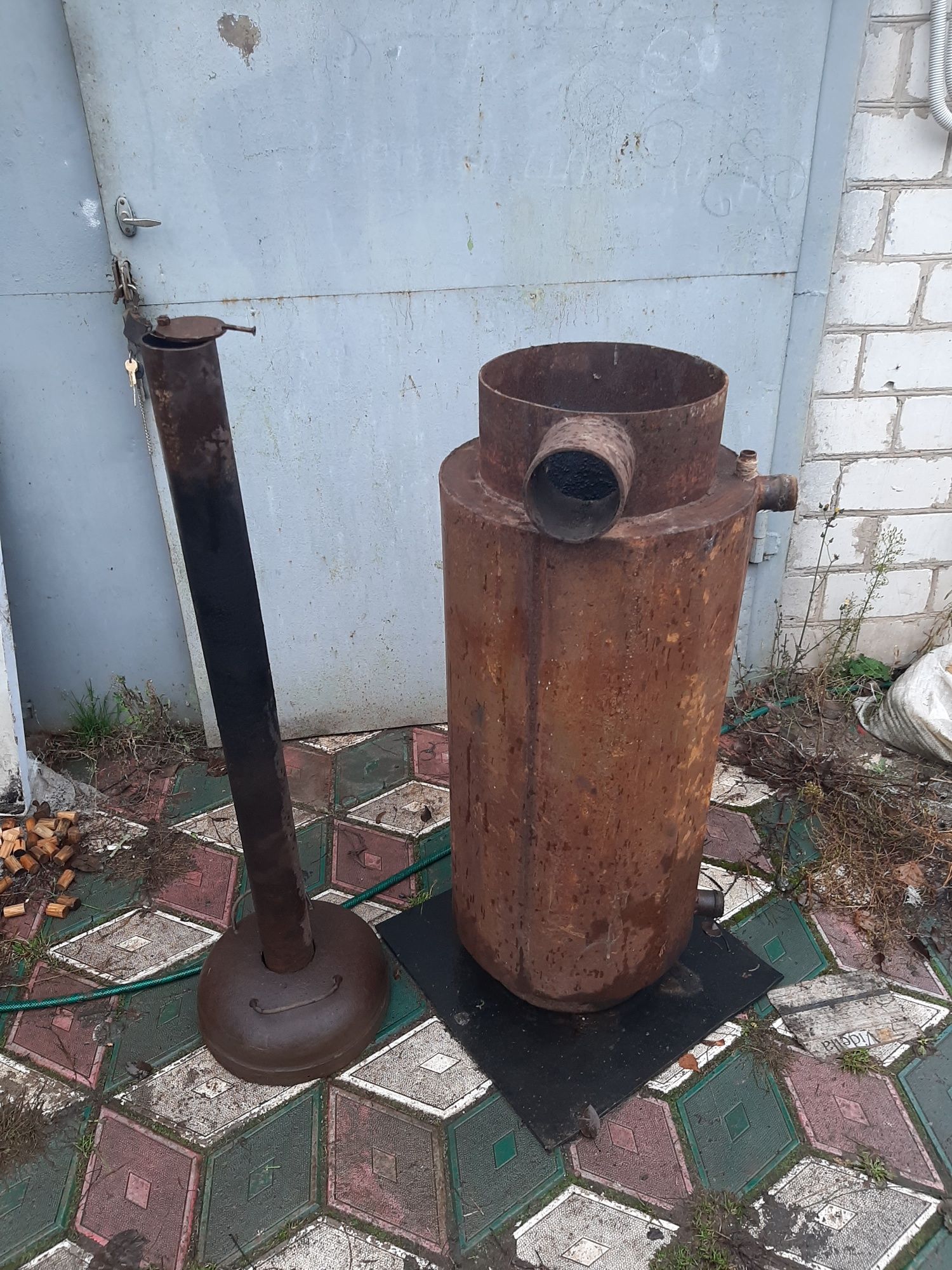 Котел твердотопливный буржуйка бубафоня с водяной рубашкой