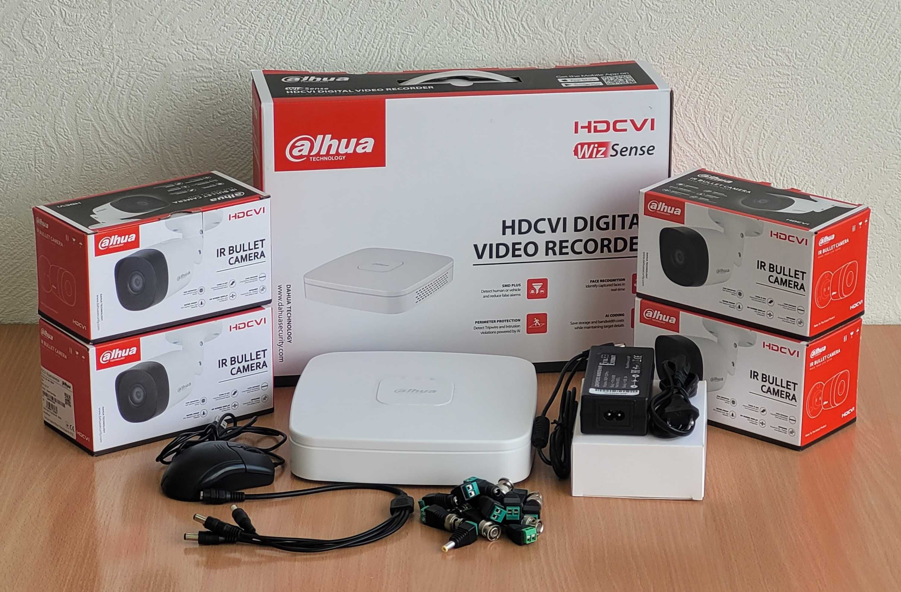 Надежный комплект видеонаблюдения 4 Камеры Dahua HDCVI для улицы
