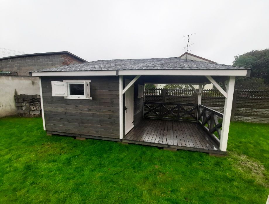 domek narzędziowy 2w1 drewutnia altana wiata altanka 3x3 4x4