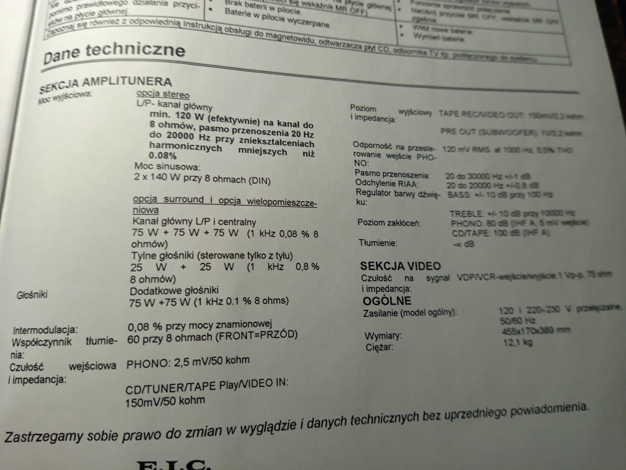 Amplituner wzmacniacz ONKYO A-SV620  prawie nowy.