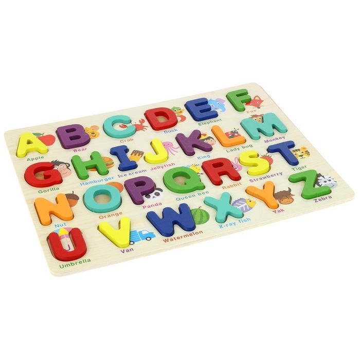 Klocki Drewniane Edukacyjne Alfabet Układanka Puzzle Literki 26 el