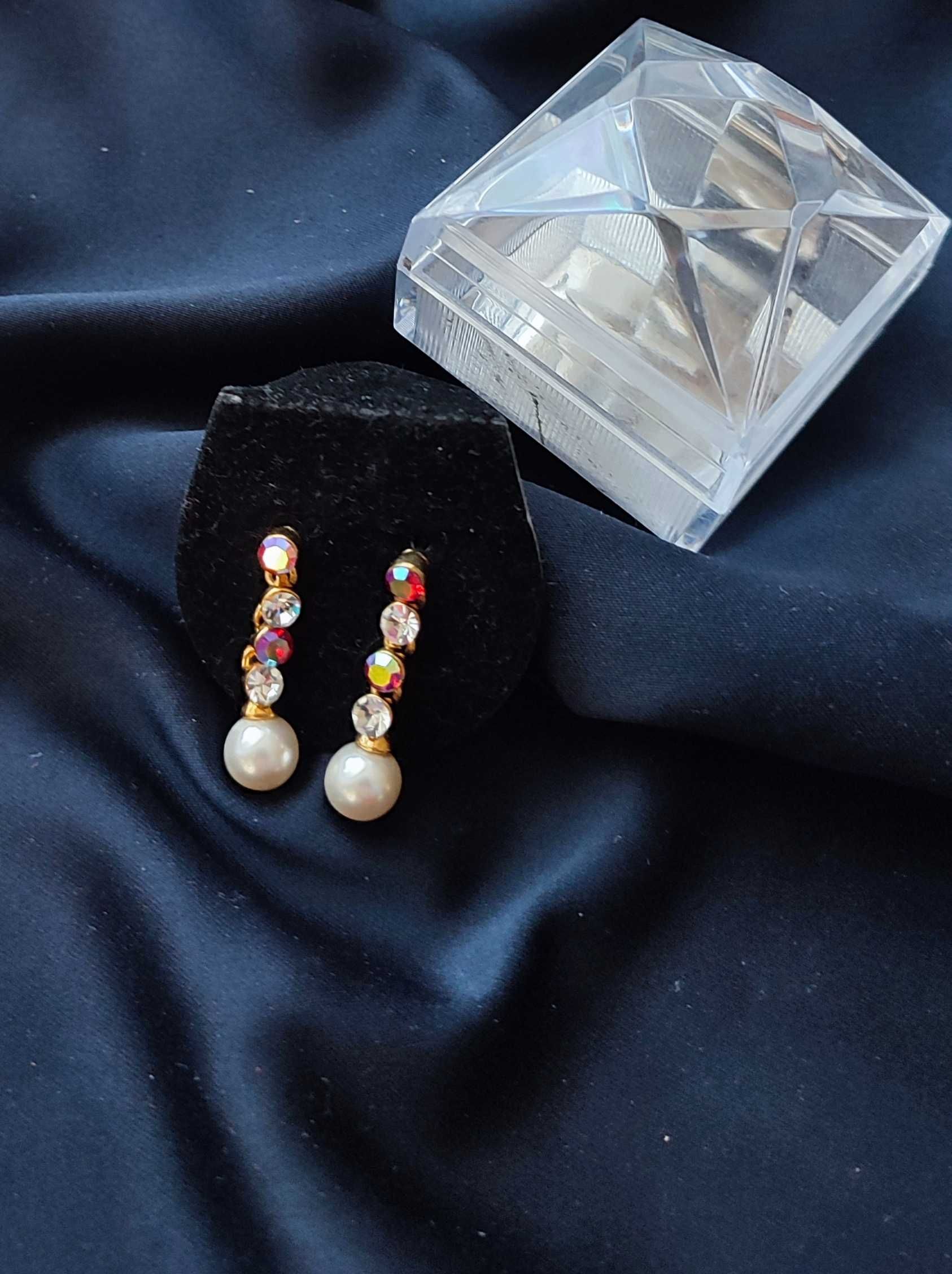Вінтажні золотисті сережки з кристалами Аврора бореаліс, Чехія