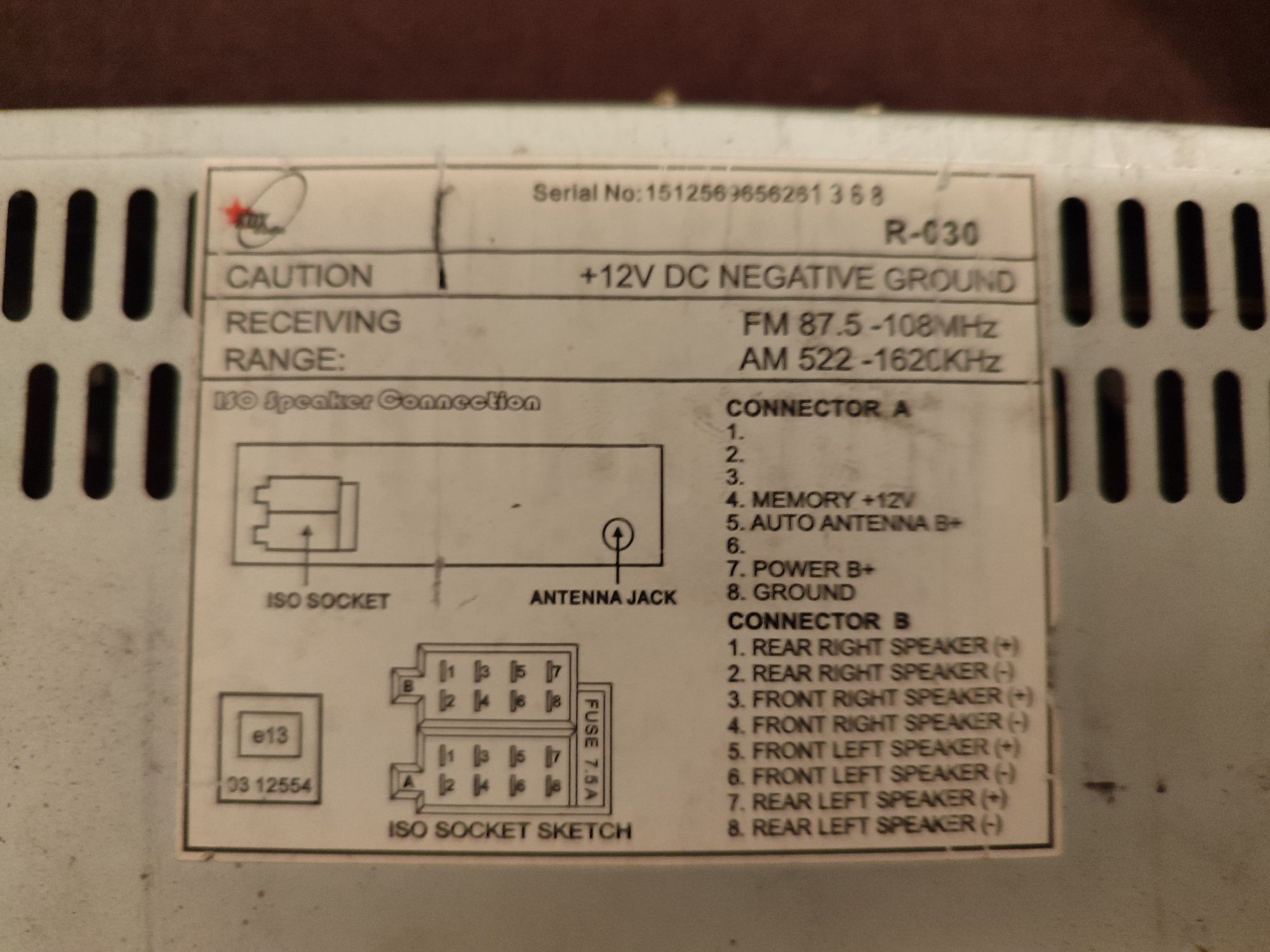 Vendo auto rádio Kdx Audio R-030