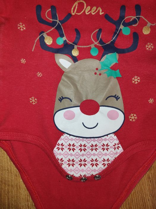 Czerwone body świąteczne z reniferem rozmiar 74 So Cute