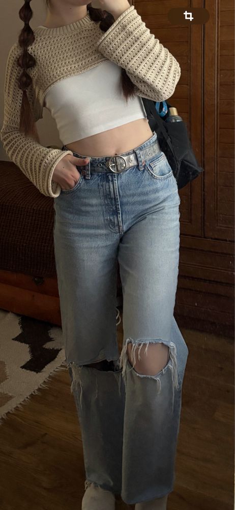 Джинси з потертостями Zara S
