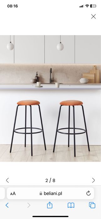 Hokery stołki barowe Morton 2 szt. welur Beliani