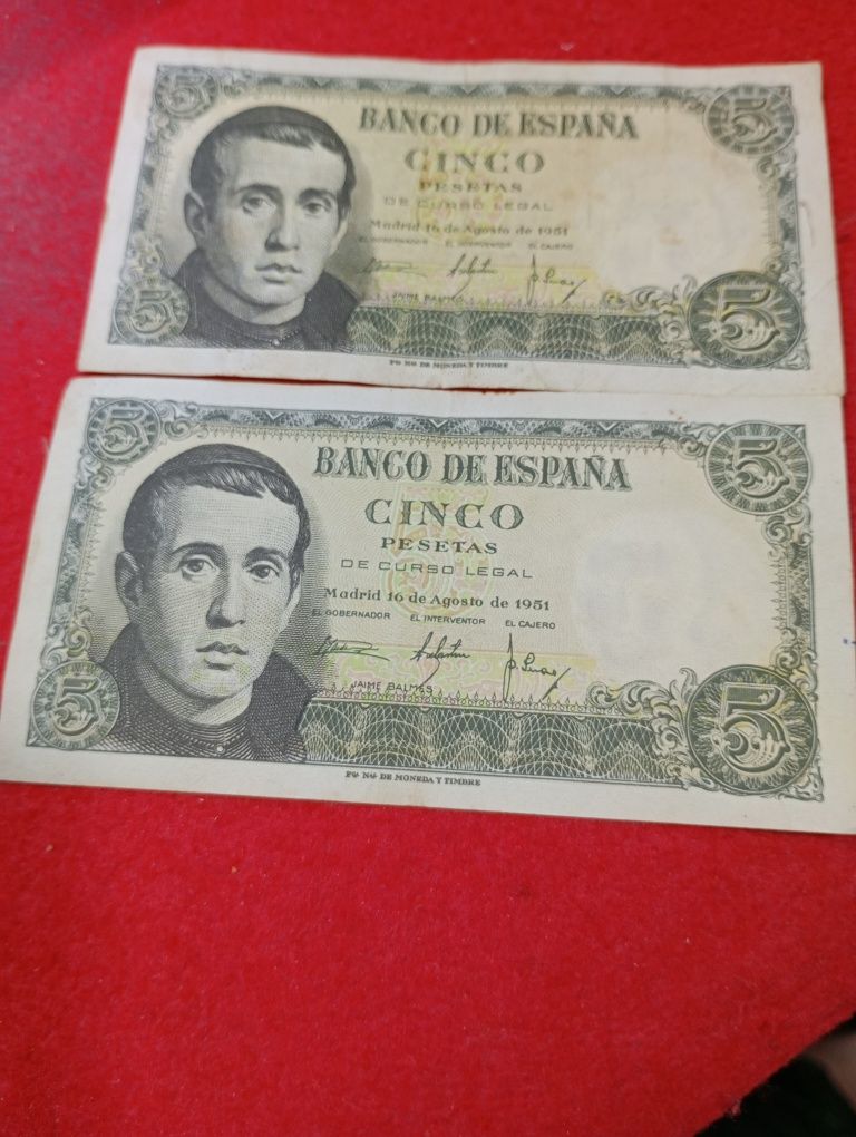 2 Nota de 5 pesetas Banco de Espanha