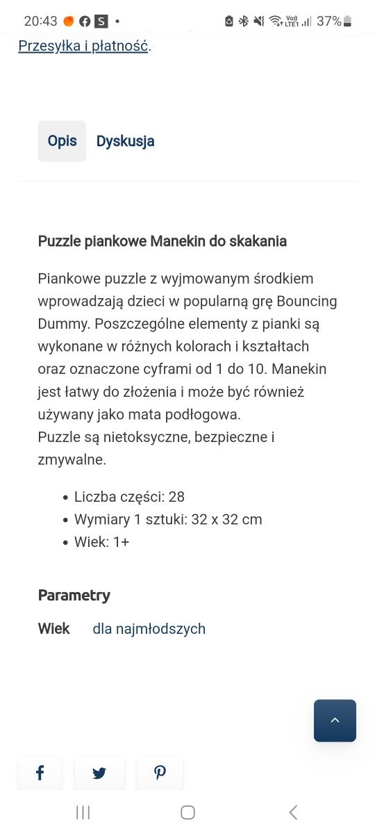 Puzzle piankowe skaczący manekin