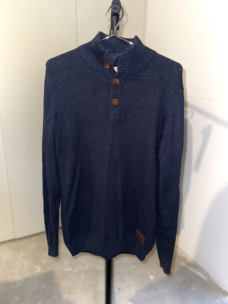 Sweter z guzikami granatowy M