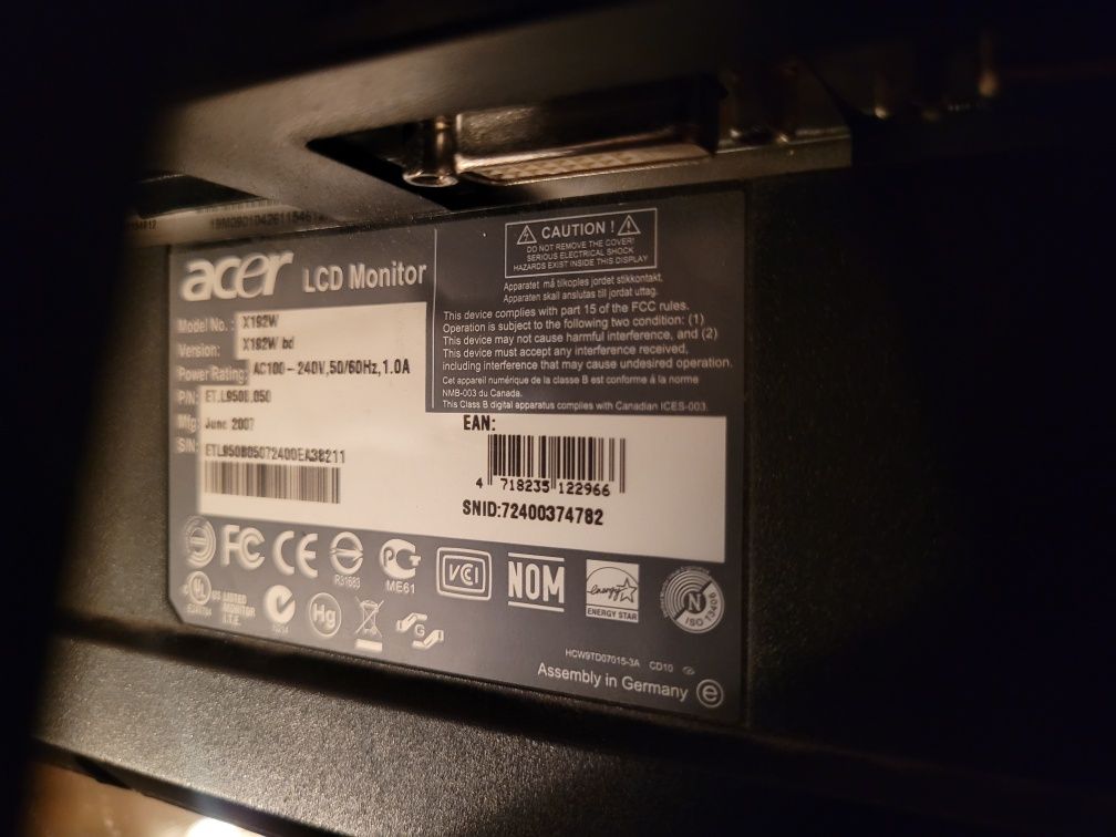 Монитор 19,5" Acer x192w