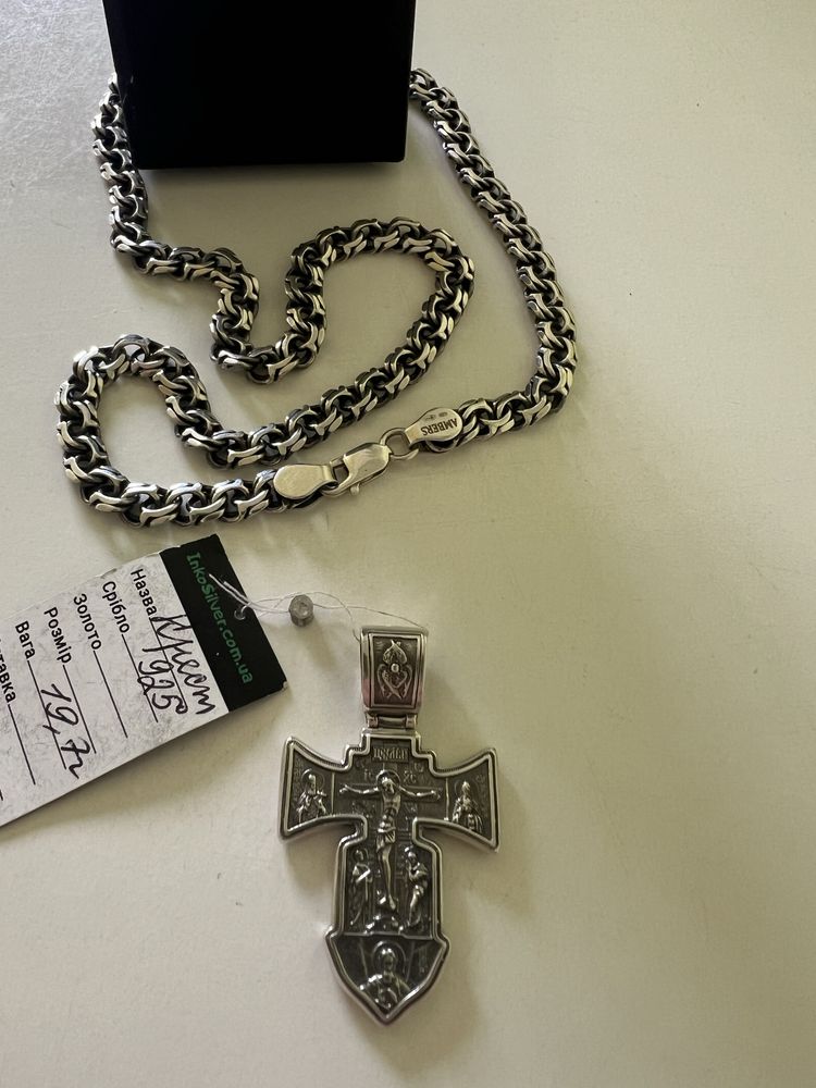 Срібний хрест з чорнінням 925 проби