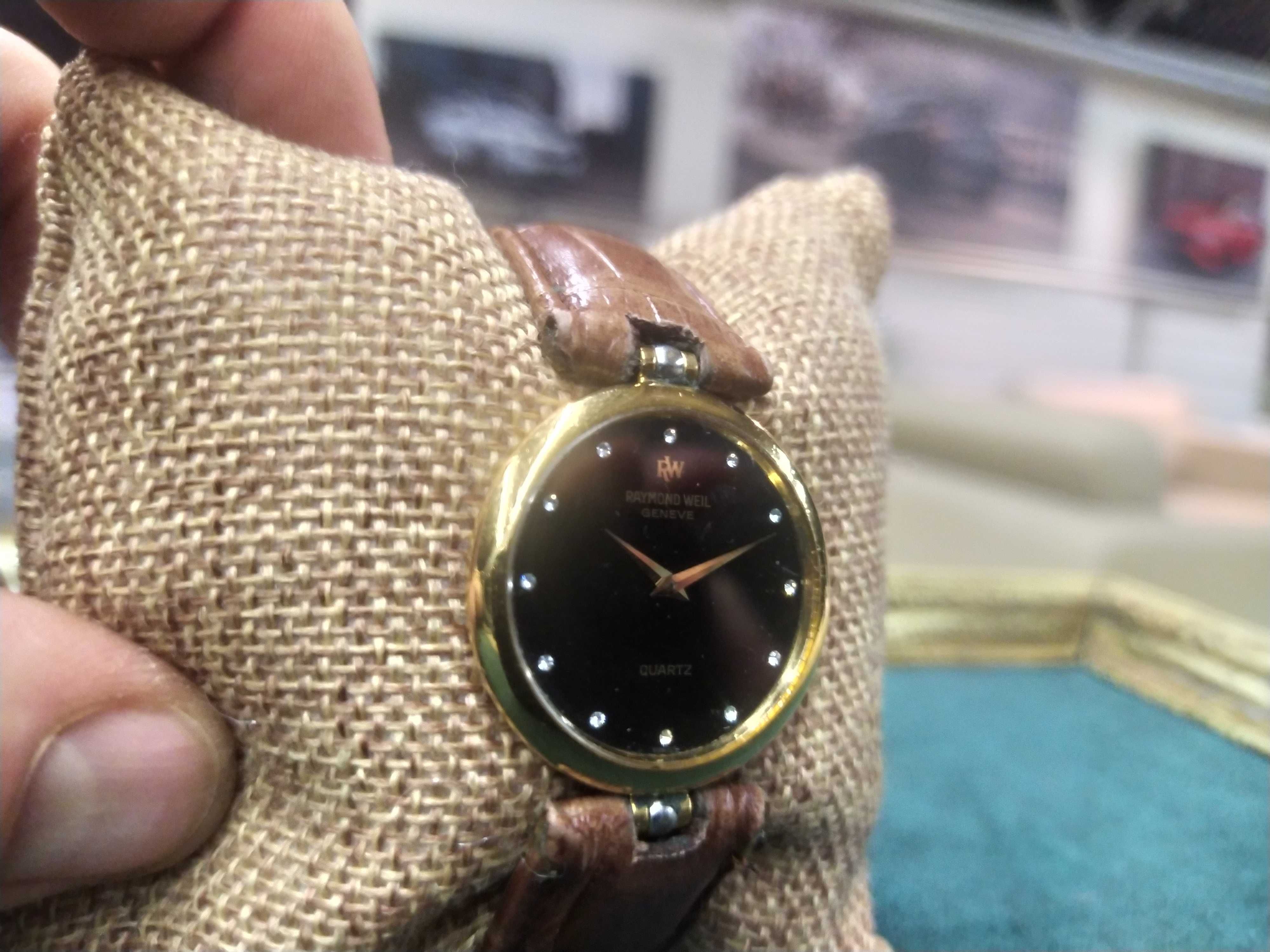 Piękny zegarek Raymond Weil Diamond Dress Black ref 3703 18karat Złoco