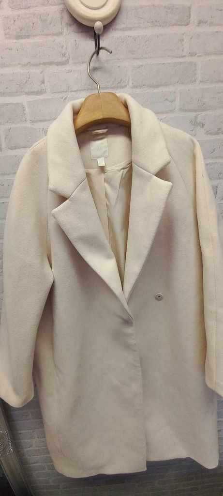 H&M / płaszcz wiosenny damski ecru /oversize / 36-40