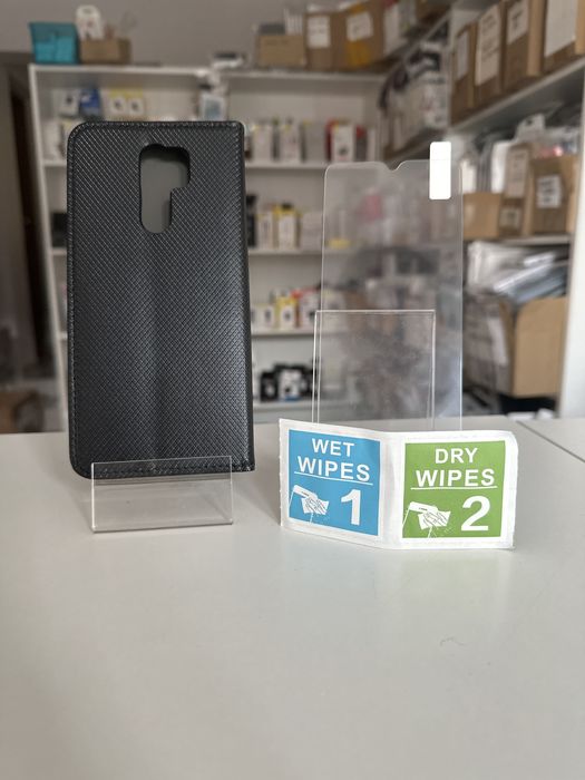Etui zamykane + SZKŁO hartowane do xiaomi redmi 9