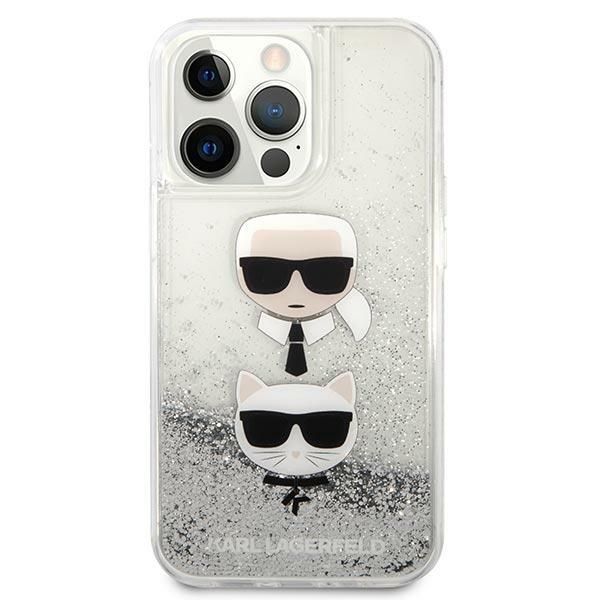 Etui Karl Lagerfeld Liquid Glitter iPhone 13 Pro Max - Srebrne