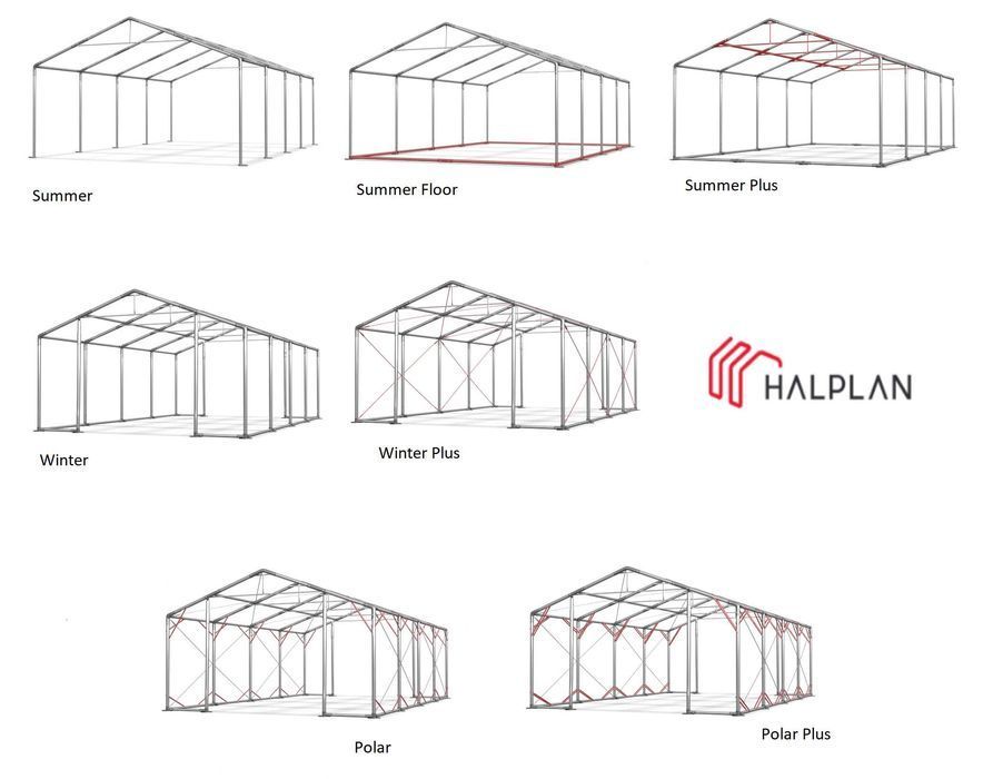 5x8x2,5m Namiot magazyn z doświetleniem hala przemysł wzmocniony SD W+