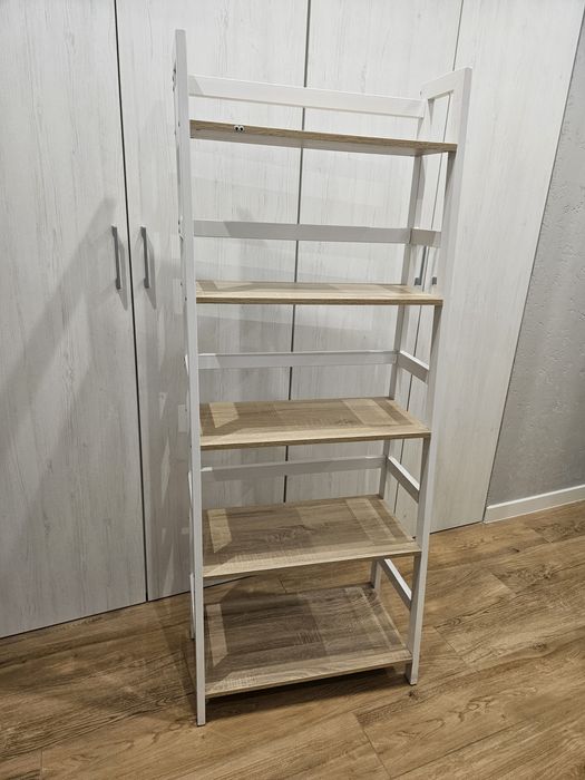 Regał metalowy biały + dąb sonoma