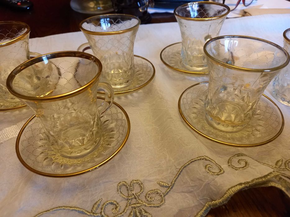 filiżanki kryształowe do herbaty kawy