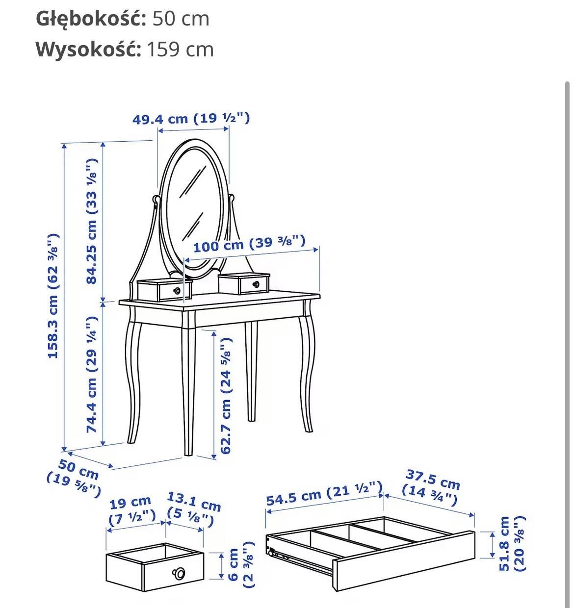 Toaletka z lustrem plus stołek