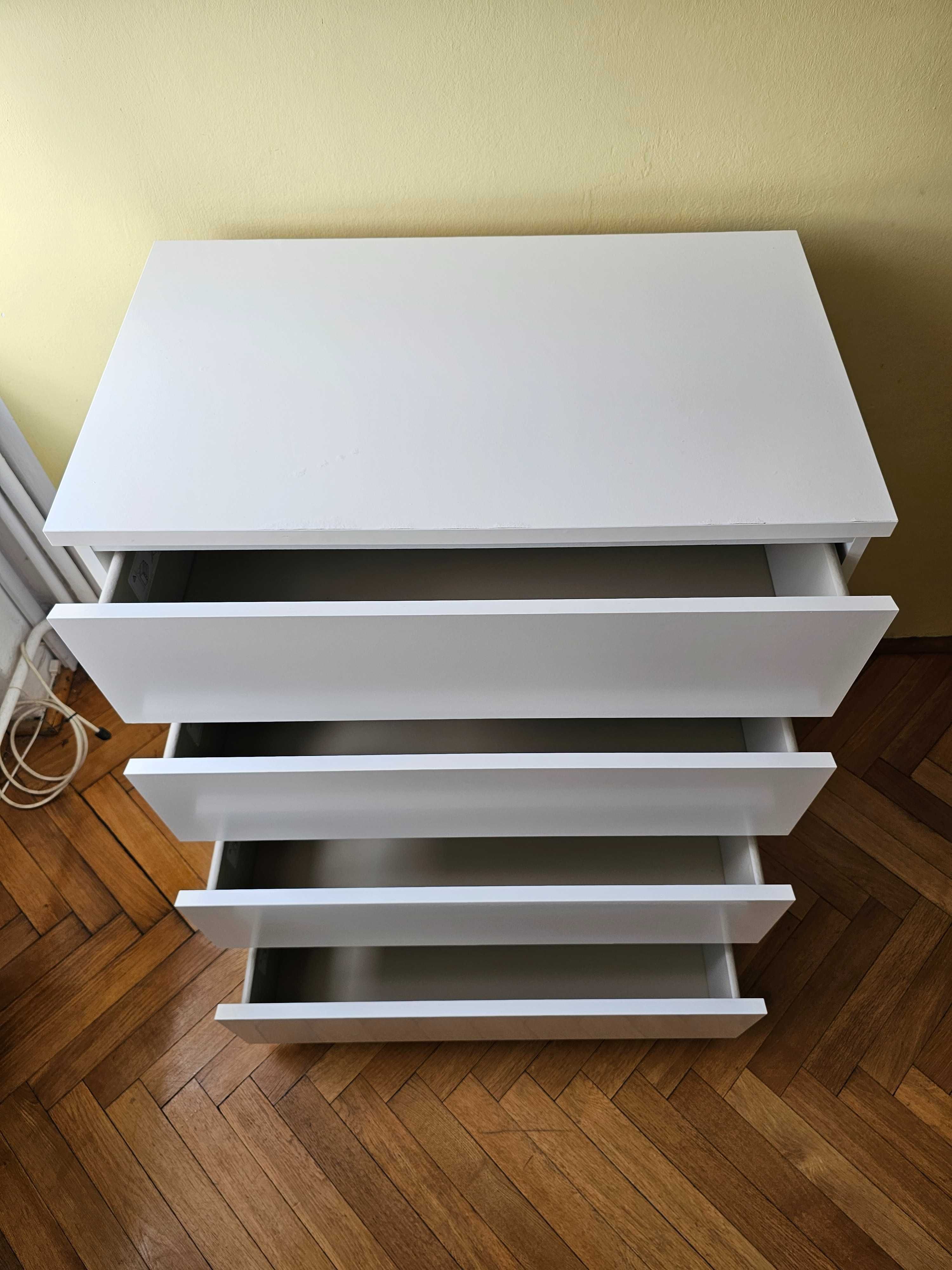 Komoda 4 szuflady, Ikea Malm – kolor biały.