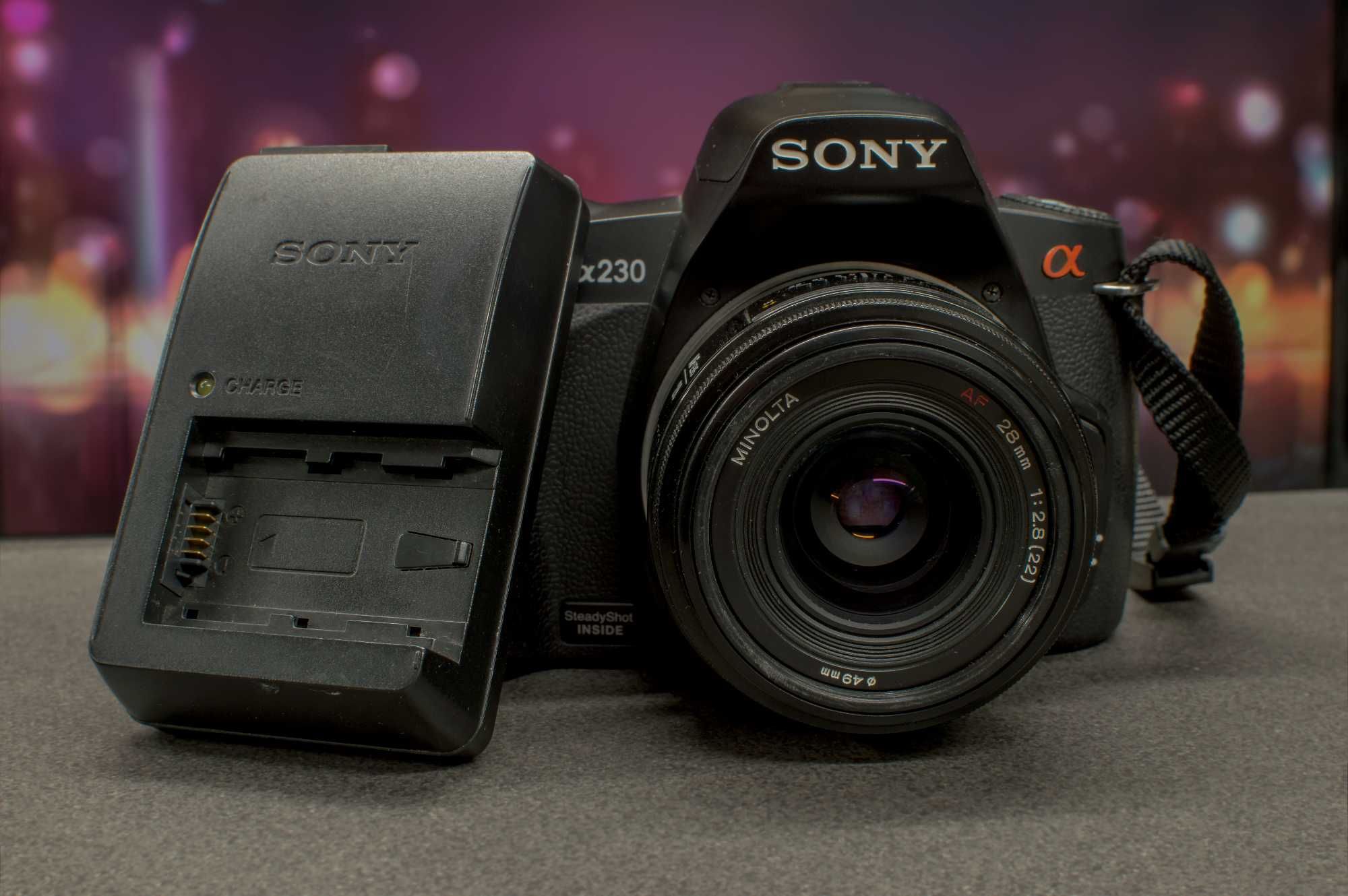 Sony a230 + Minolta 28mm f2.8 niski przebieg!