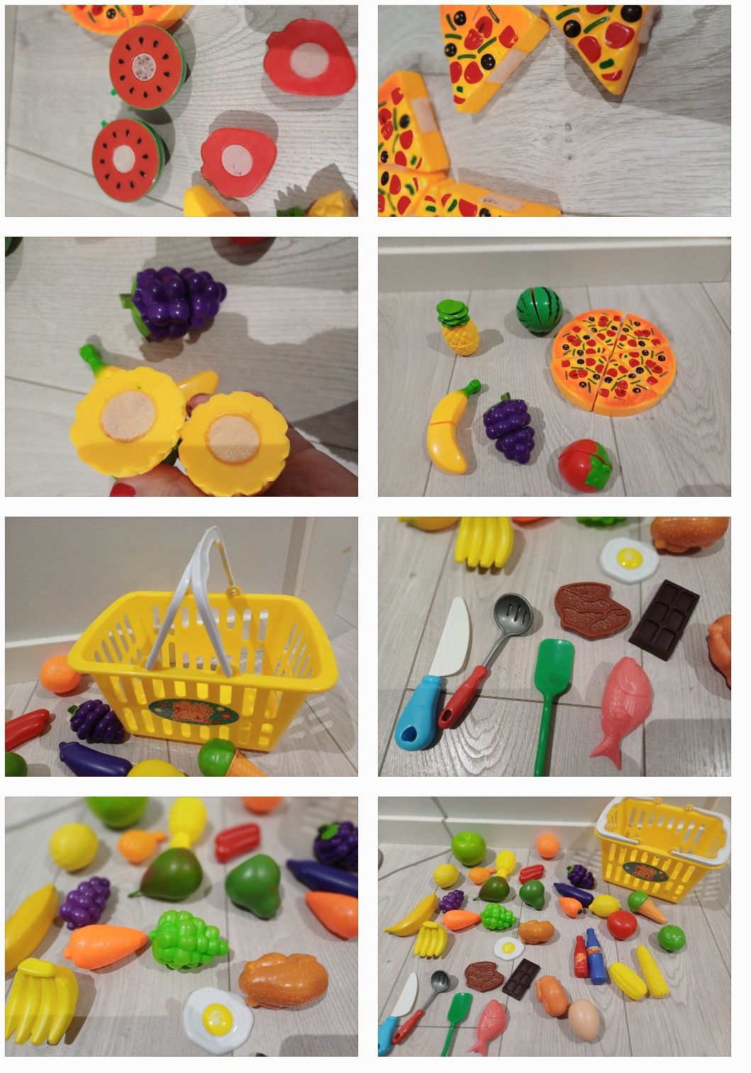 Lote: Frutas com velcro, alimentos, cesta brincar